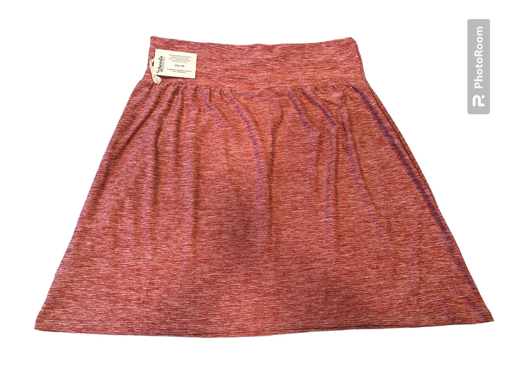 Red Heathered Straight Cut Skirt