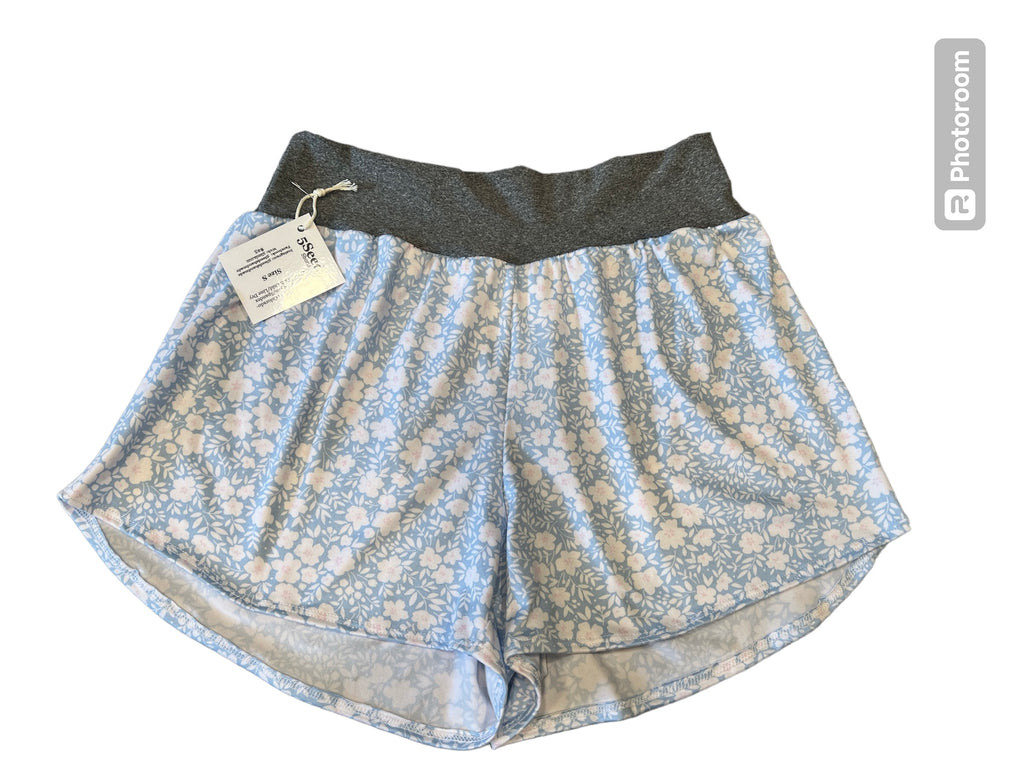 Blue & White Floral Shorts