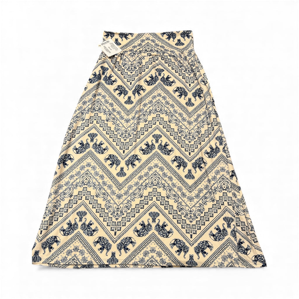 Beige Elephant Chevron Straighter Cut MIDI Skirt