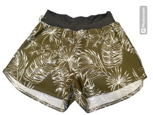 Light Olive Green and White Floral Shorts