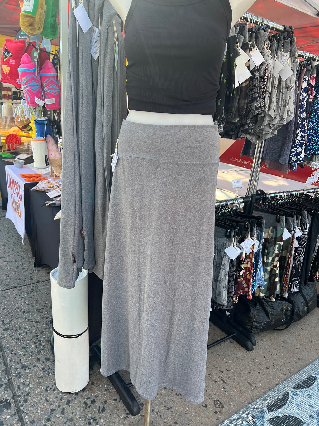 Solid Grey Maxi Skirt