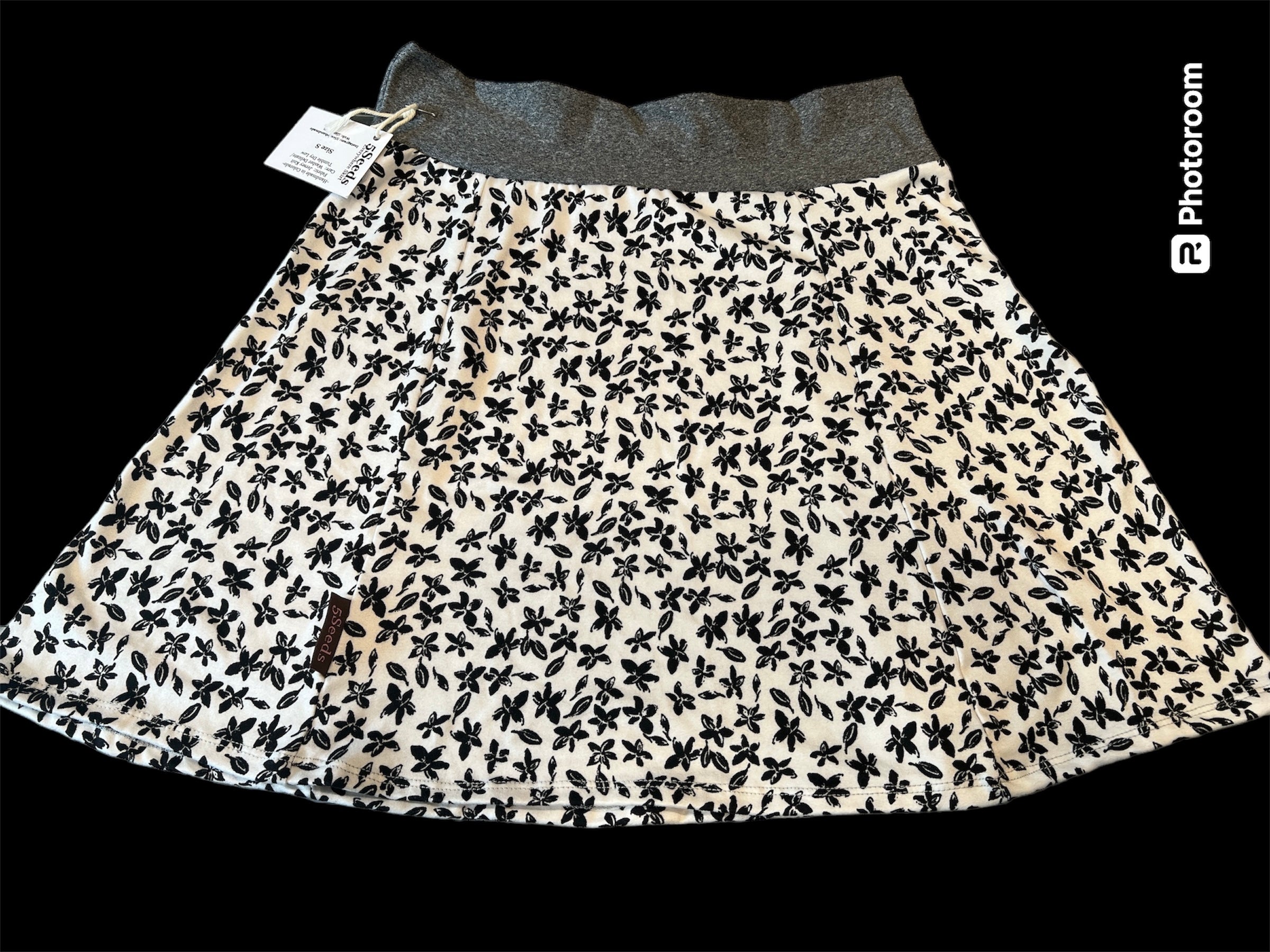 White with Black Flowers Skirt