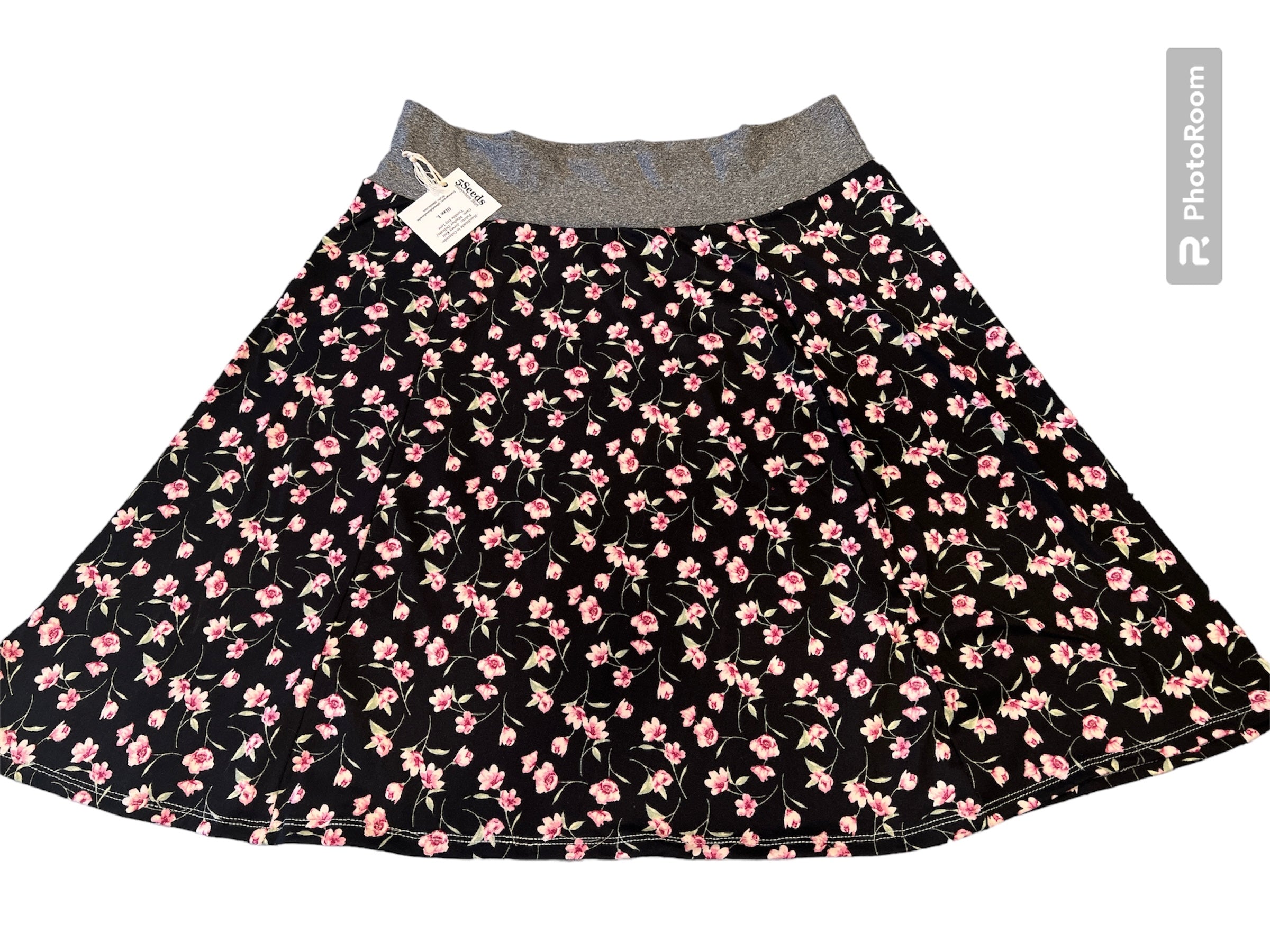 Black and Pink Floral Skirt