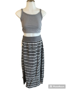 Black and White Stripe Challis Maxi Skirt