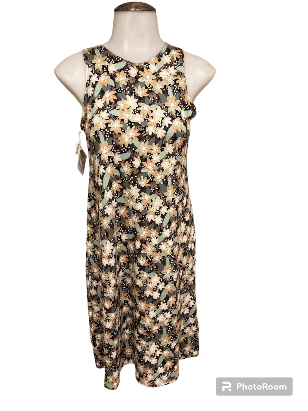 Green and Brown Floral Dress