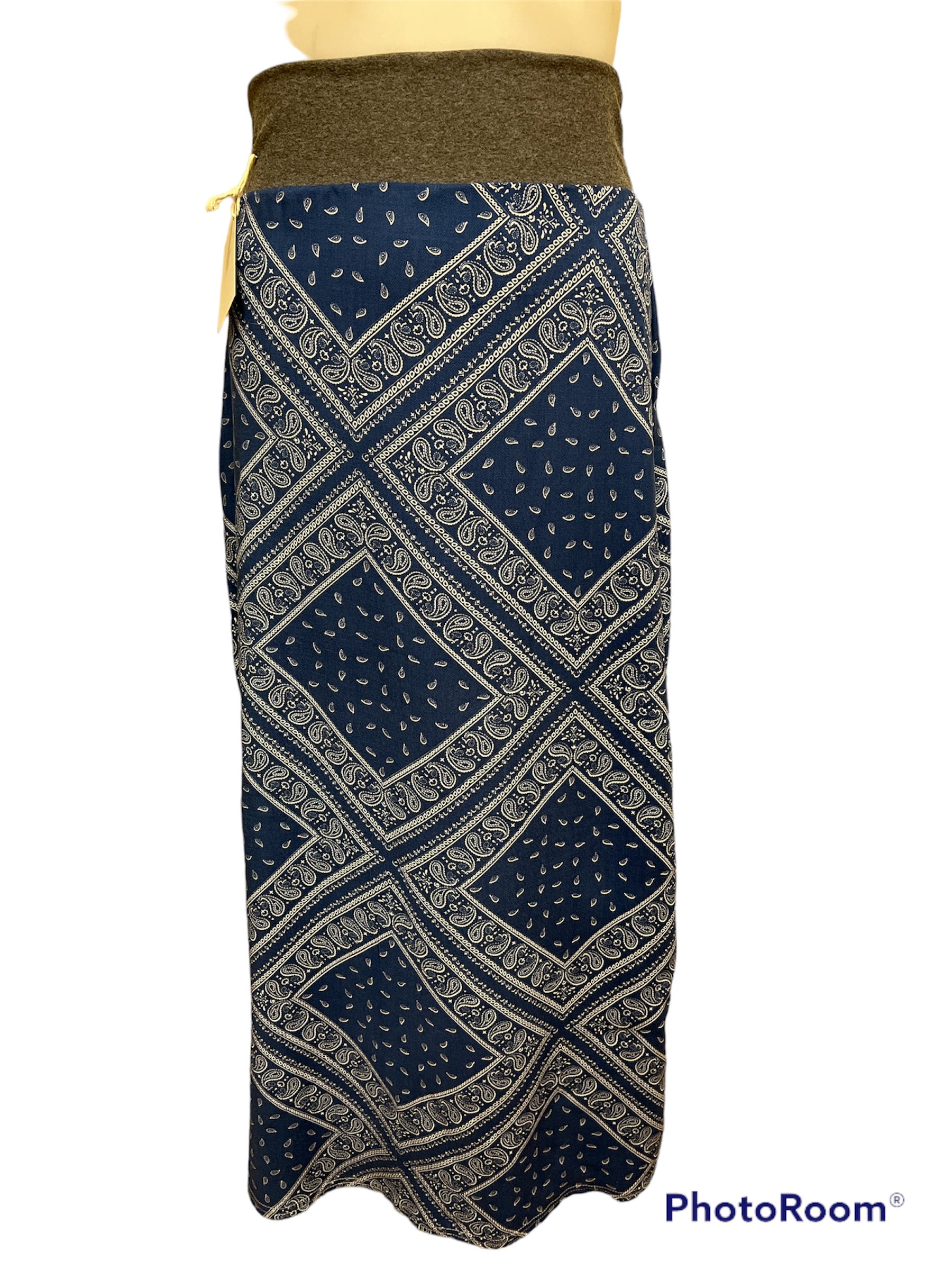 Blue Bandana Maxi Skirt