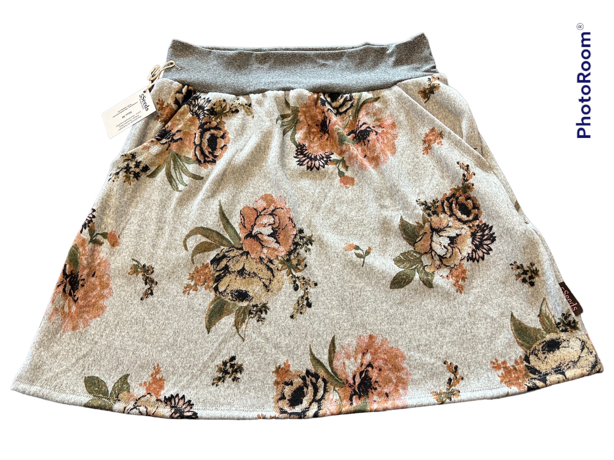 Pocket Skirt - Grey Floral